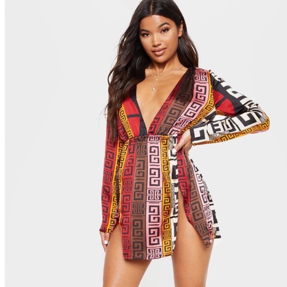 Chocolate Brown Aztec Print Split Dress - Picture 1 of 2